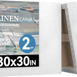 2 Pack PHOENIX Linen Canvas for Painting - 30x30 Inch Medium Texture