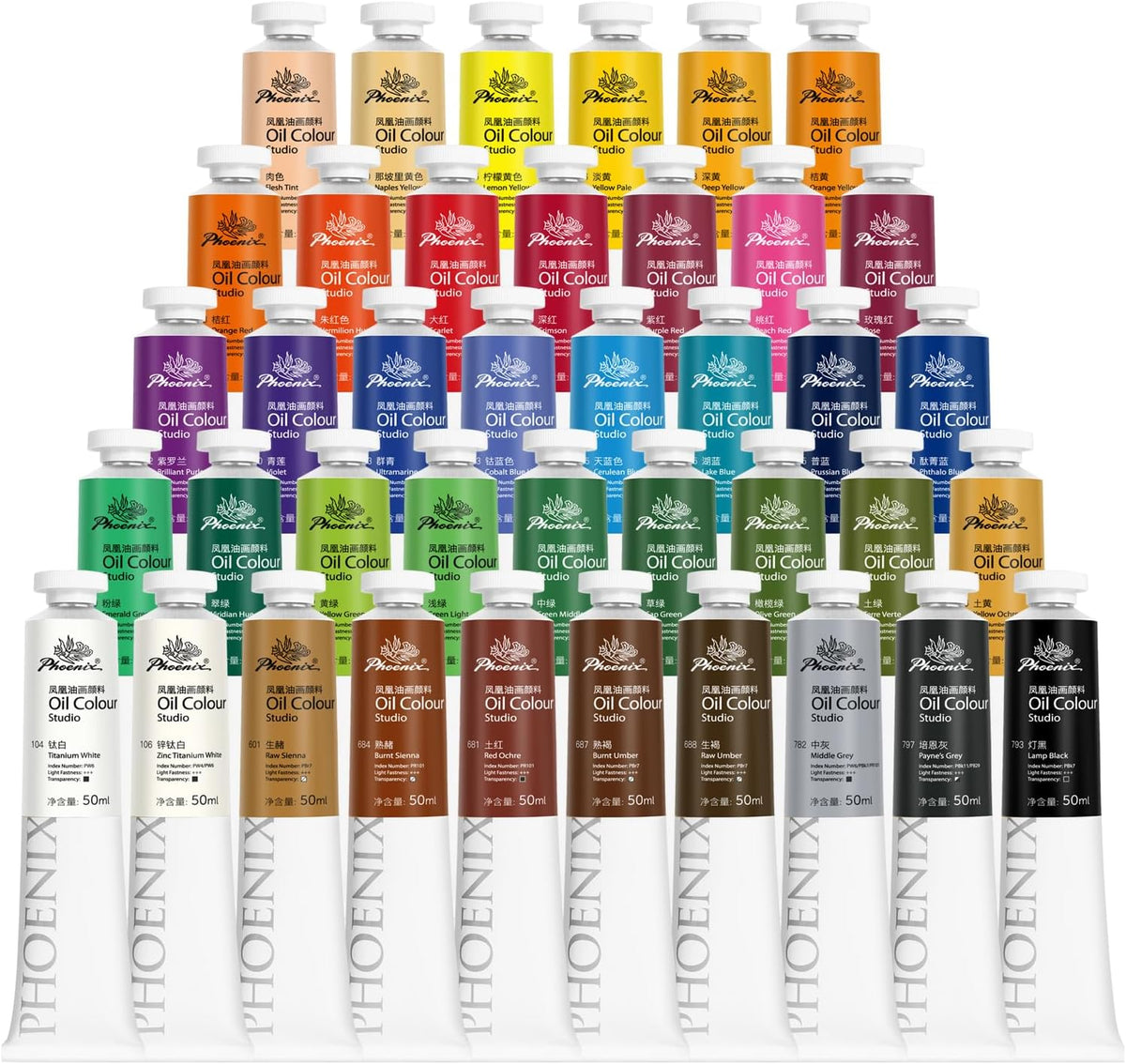 PHOENIX Studio Oil Paint 50ml Set - Professional Oil Based Art Paints for Painting, Gift for Oil Painter