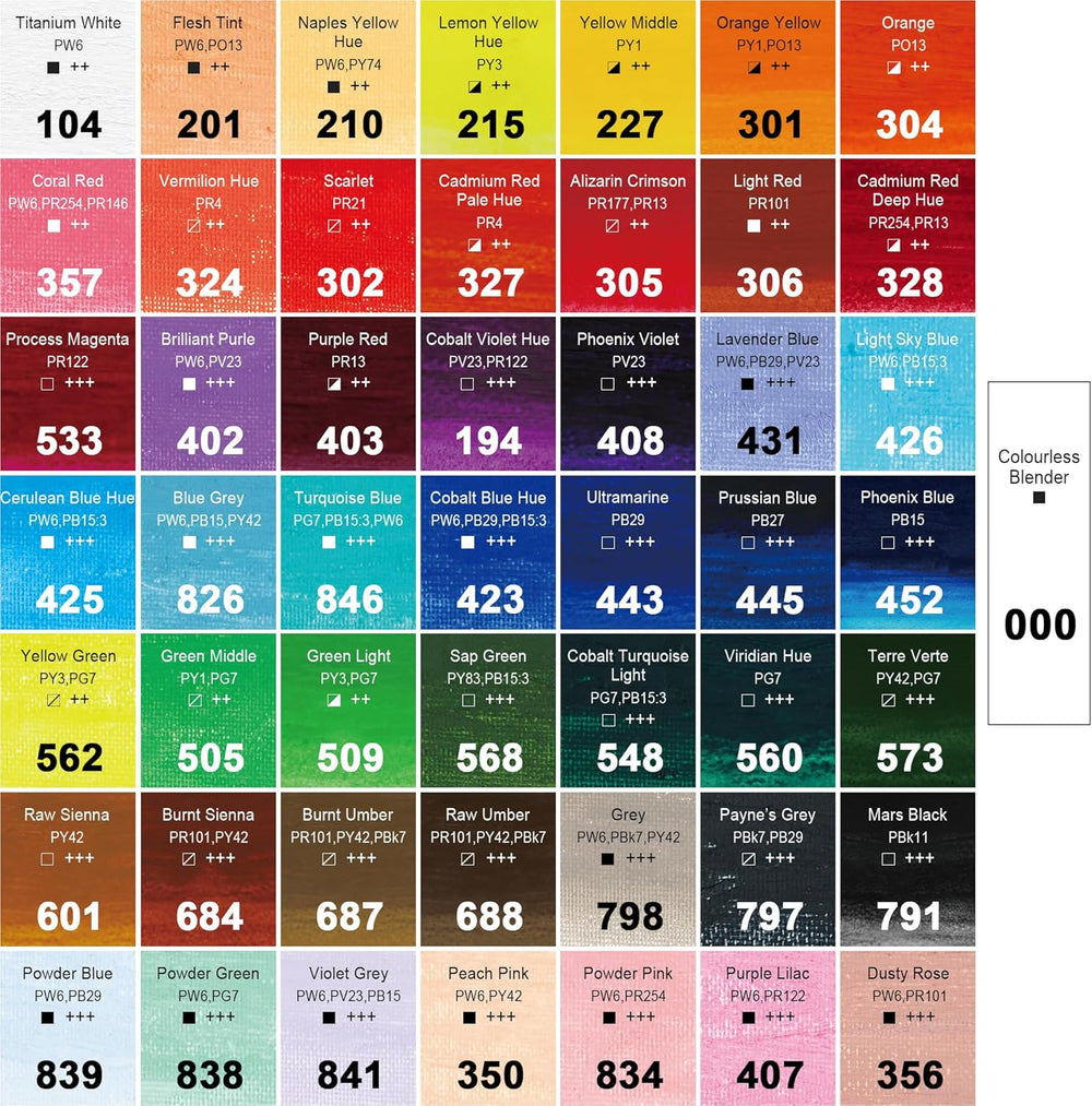 PHOENIX Water-Soluble Oil Paint Sticks — 49 Colors, 52-Piece Set, 37ml