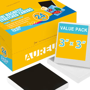 AUREUO Mini Magnetic Stretched Canvas 3x3 Inch 24 Pack