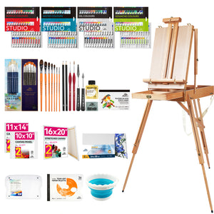 PHOENIX Deluxe All in One Art Painting Set with Beechwood Foldable French Box Easel