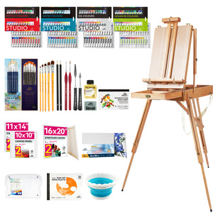 PHOENIX Deluxe All in One Art Painting Set with Beechwood Foldable French Box Easel