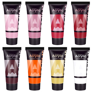 AUREUO Red Acrylic Paint Set - 8 Colors for Mother's Day Crafts, DIY Gifts, Acrylic Painting, Art Projects (0.71 Fl Oz / 21ml Tubes)