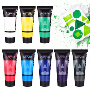 AUREUO Fabric Acrylic Paint Set, 8 Colors ×21ml Permanent Textile Paint, Non-Toxic Washable Art Paint for Clothes, Canvas, Tote Bags, Shoes, Jeans DIY Craft Painting
