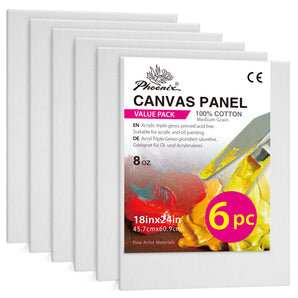 6PACK PHOENIX Studio 100% Cotton Canvas Panels  18X24IN