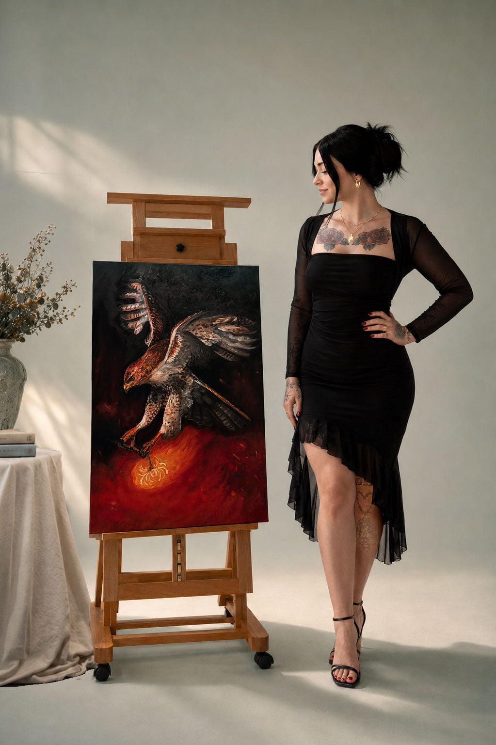 PHOENIX Adjustable Solid Beechwood H-Frame Studio Easel