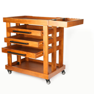 Phoenix Deluxe 5-Tier Artist Supplies Storage Cart - Light Walnut
