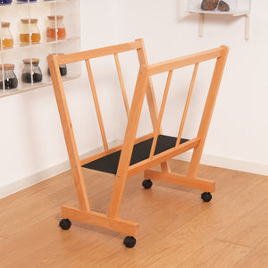 PHOENIX Mobile Wooden Art Print Rack with Wheels for Canvas-Natural