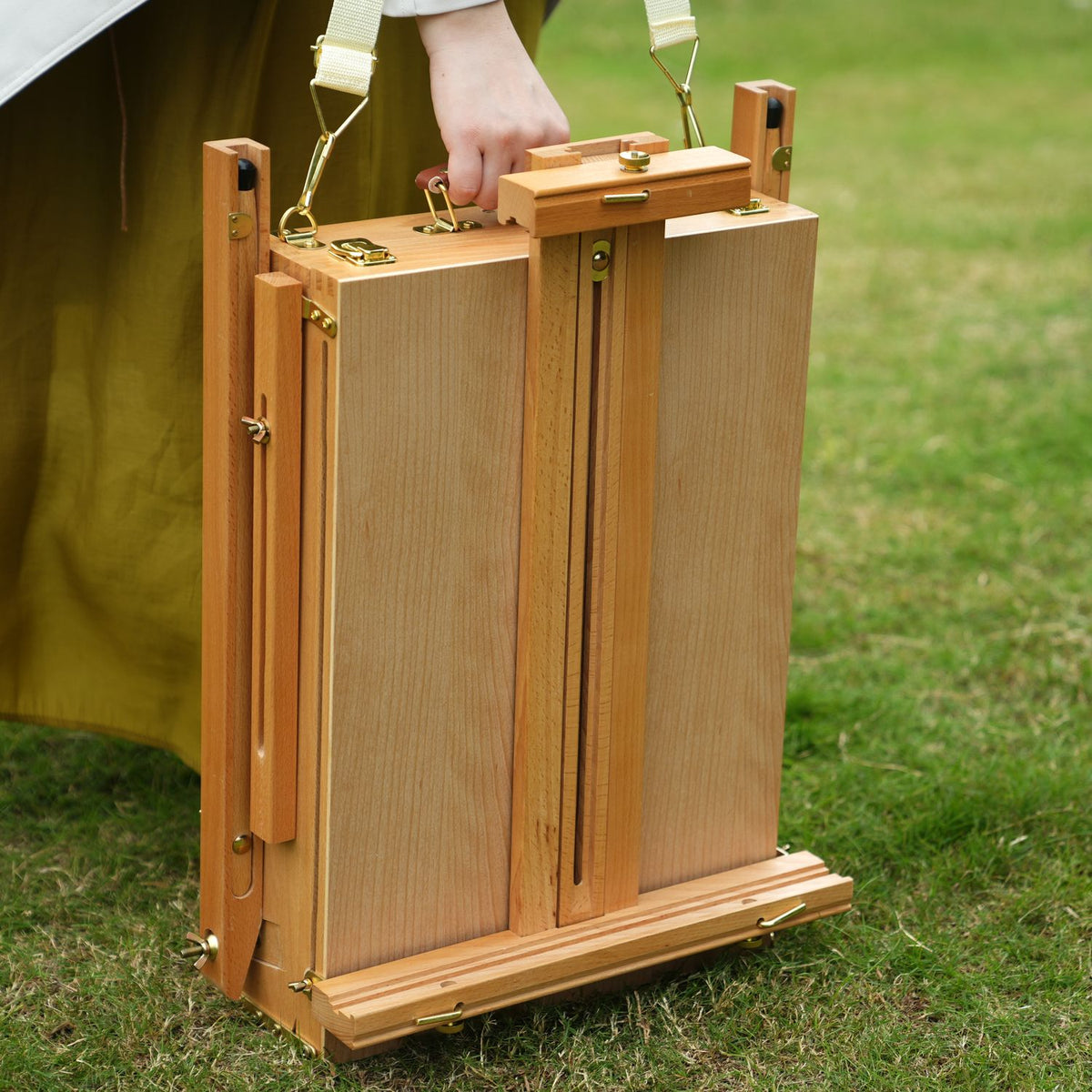 PHOENIX Foldable Solid Beech Wood French Box Easel - Portable Sketchbox with Drawer and Palette for Plein Air, Outdoor Travel, Field Art Wooden Easel Stand for Adults Artist