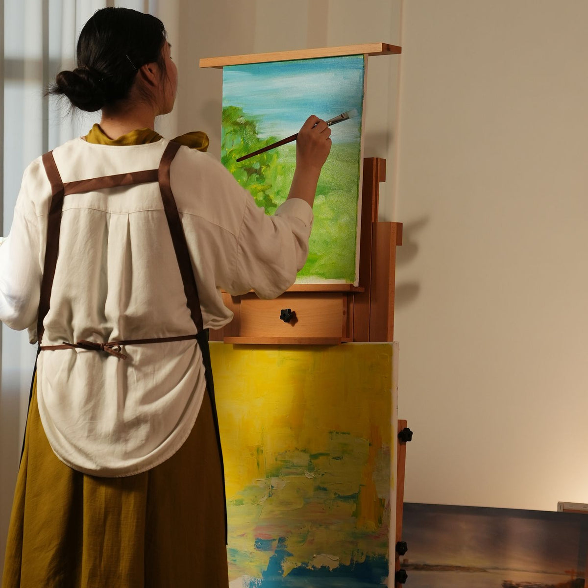 PHOENIX Adjustable Solid Beechwood H-Frame Studio Easel