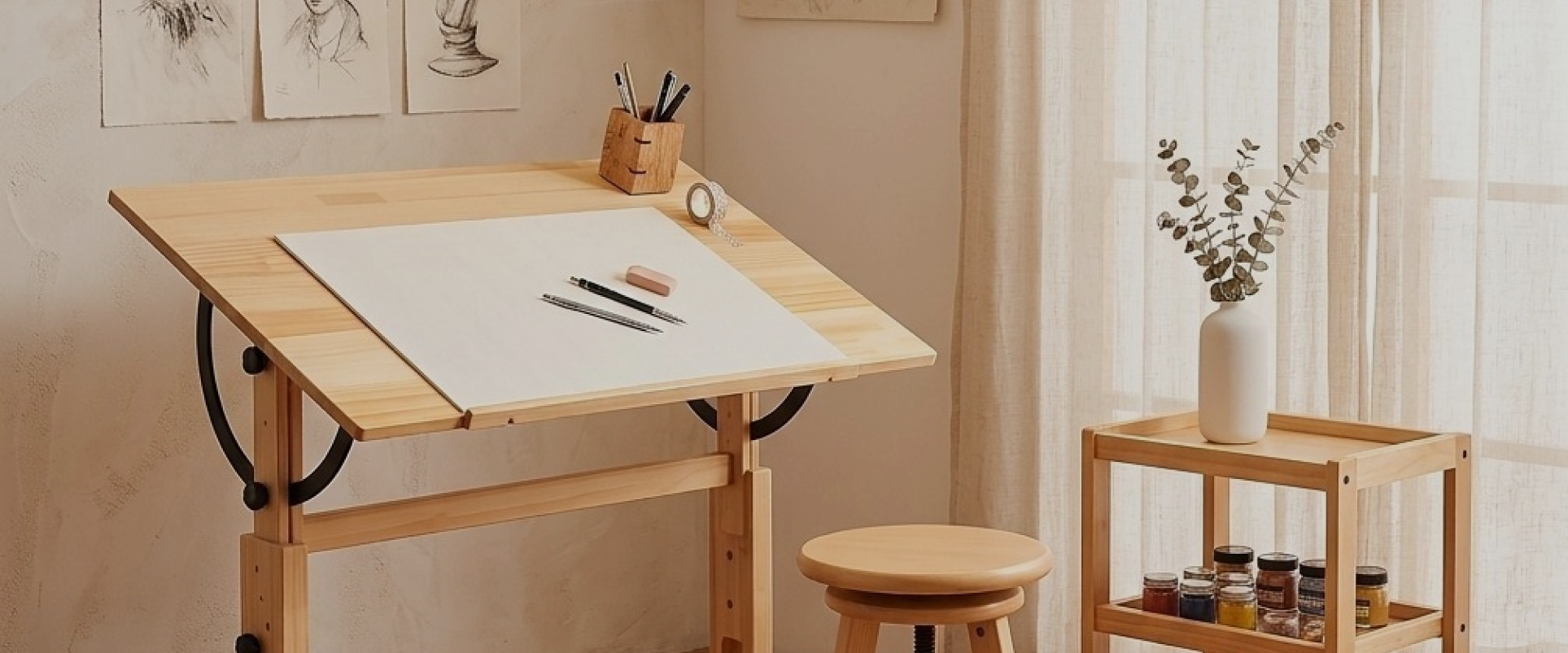 Adjustable Wooden Drafting Table
