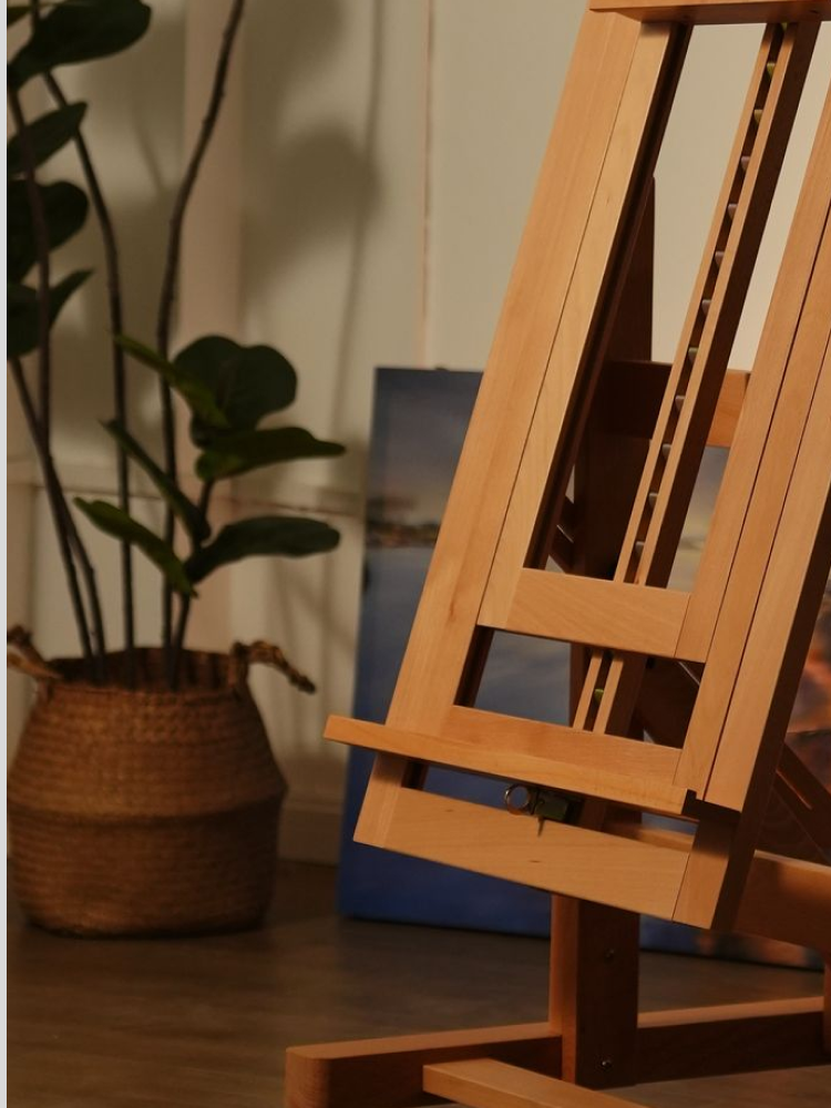 PHOENIX Solid Beech Wood Rolling H-Frame Studio Easel with Tray