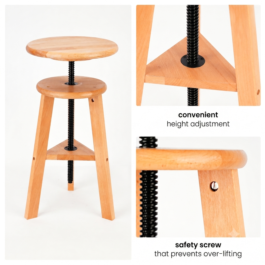 PHOENIX Artist Adjustable Wooden Drafting Table & Stool Set, Light Walnut