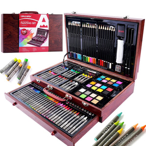 AUREUO 140-Piece Deluxe Art Set with Wooden Storage Case