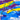 Thick blue, yellow, purple and green paint strokes
