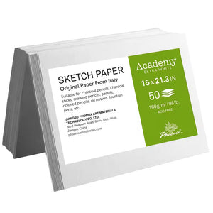 PHOENIX 50 Sheets of 15x21.3 in Sketch Papers, Rough Texture Art Drawing Paper for Artists, Beginners, Perfect for Sketching, Drawing, DIY Crafts
