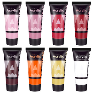 AUREUO Red Acrylic Paint Set - 8 Earth Tone Colors for Crafts, DIY Gifts, Acrylic Painting, Art Projects (0.71 Fl Oz / 21ml Tubes)