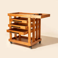 Phoenix Deluxe 5-Tier Artist Supplies Storage Cart - Light Walnut