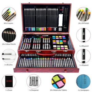 AUREUO 140-Piece Deluxe Art Set with Wooden Storage Case