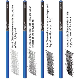 PHOENIX 48pcs Charcoal Pencils Drawing Set, Soft Medium And Hard Charcoal Pencils for Drawing, Sketching, Shading - Designed for Art Students