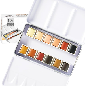PHOENIX Skin Tone Watercolor Set – 12 Half Pans in Metal Tin