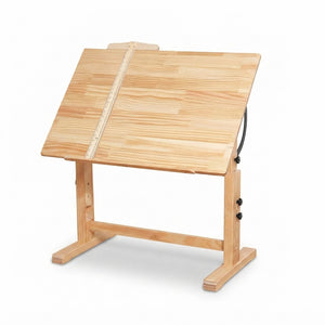 PHOENIX Natural Adjustable Wooden Drafting Table with Built-In Inch Ruler